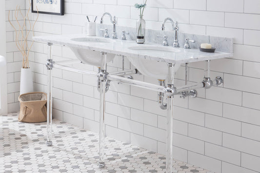 Water Creation Empire 60 Inch Wide Double Wash Stand with Counter Top and F2-0012 Faucet - Luxe Bathroom Vanities