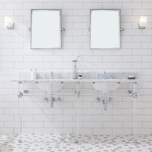 Water Creation Empire 72 Inch Wide Double Wash Stand with Counter Top and F2-0013 Faucet and Mirror - Luxe Bathroom Vanities