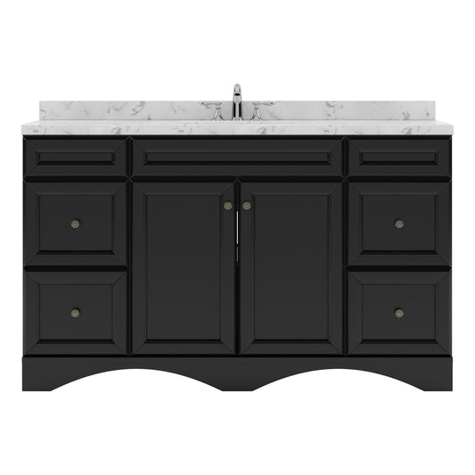 Virtu USA Talisa 60" Single Bath Vanity in White with White Quartz Top and Square Sink - Luxe Bathroom Vanities