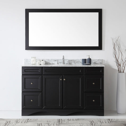 Virtu USA Talisa 60" Single Bath Vanity with Marble Top and Round Sink with Mirror - Luxe Bathroom Vanities