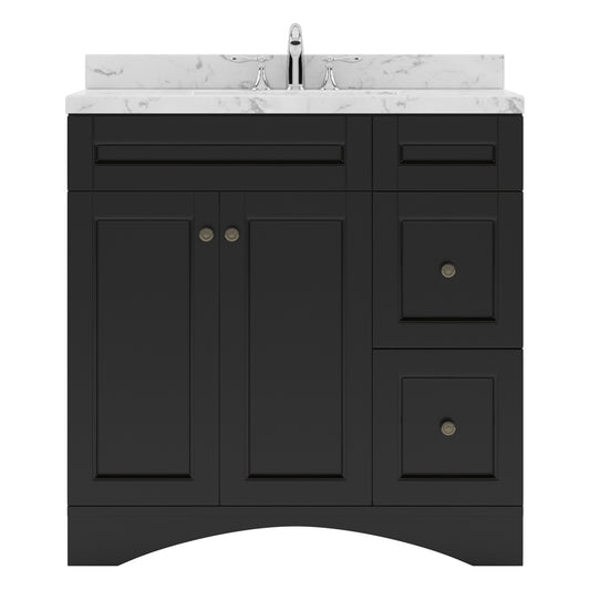 Virtu USA Elise 36" Single Bath Vanity in White with White Quartz Top and Round Sink - Luxe Bathroom Vanities