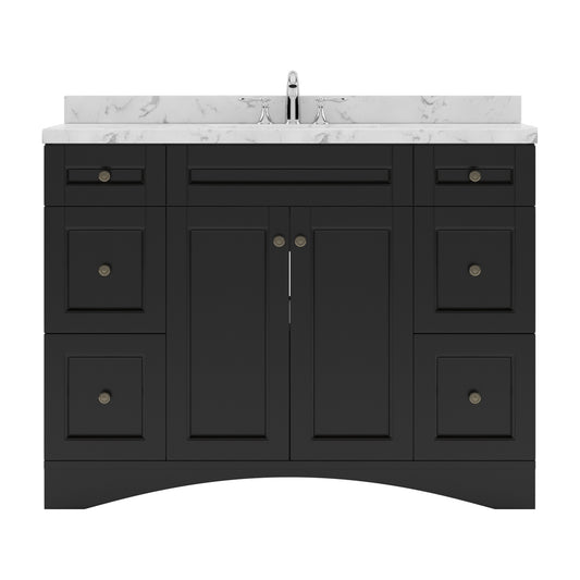 Virtu USA Elise 48" Single Bath Vanity in White with White Quartz Top and Round Sink - Luxe Bathroom Vanities