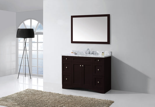 Virtu USA Elise 48" Single Bath Vanity with Marble Top and Round Sink with Mirror - Luxe Bathroom Vanities Luxury Bathroom Fixtures Bathroom Furniture