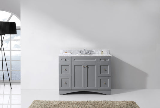 Virtu USA Elise 48" Single Bath Vanity in Grey with Marble Top and Round Sink - Luxe Bathroom Vanities Luxury Bathroom Fixtures Bathroom Furniture