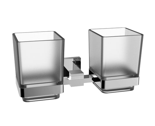 Eviva Twin Holdy Tooth Brush Holder (Brushed Nickel) Bathroom Accessories - Luxe Bathroom Vanities Luxury Bathroom Fixtures Bathroom Furniture