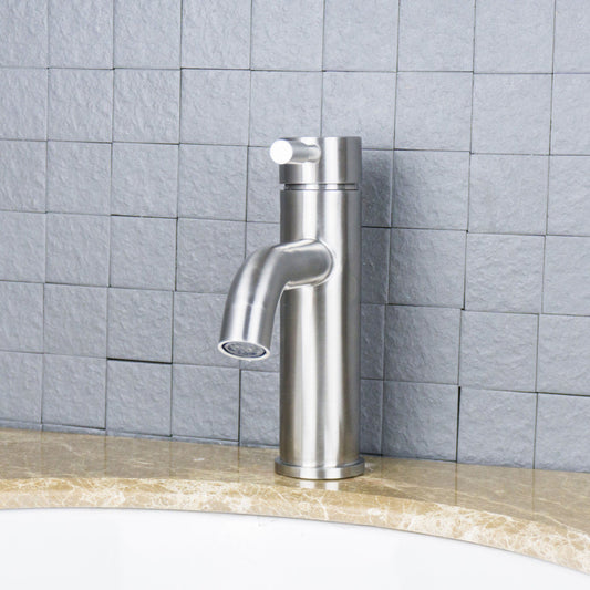 Eviva Ramo Single Hole One Handle Bathroom Faucet in Brushed Nickel Finish - Luxe Bathroom Vanities Luxury Bathroom Fixtures Bathroom Furniture