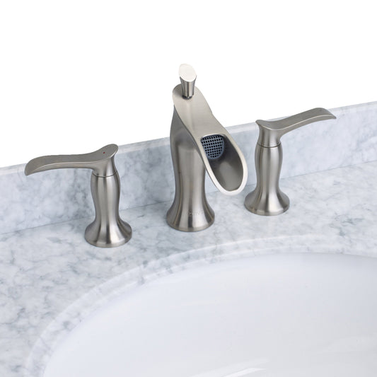 EVIVA Swan Luxury Water-fall Widespread Three-Hole (2 Handles) Bathroom Sink Faucet - Luxe Bathroom Vanities Luxury Bathroom Fixtures Bathroom Furniture