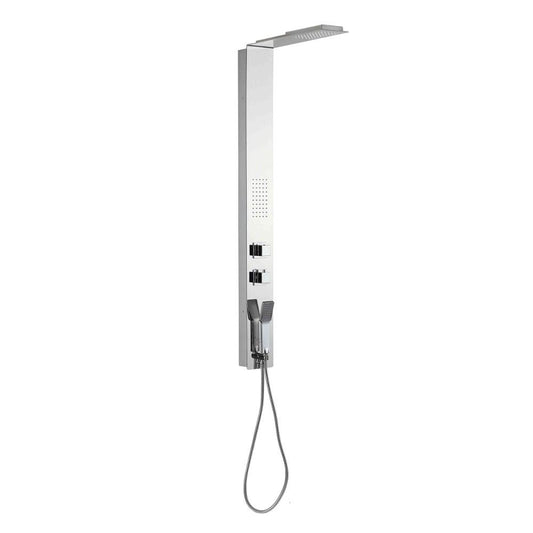 Eviva Raindance Thermostatic Massage -Jet Shower Tower System in Brushed silver finish - Luxe Bathroom Vanities Luxury Bathroom Fixtures Bathroom Furniture