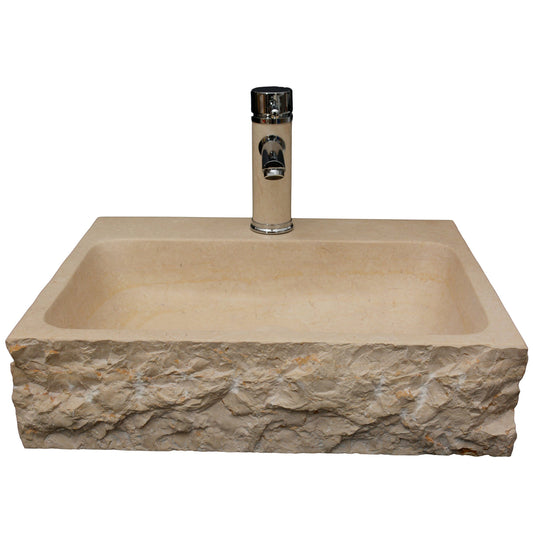 Eviva Stonie 20 in. Beige Marble Vessel Sink - Luxe Bathroom Vanities Luxury Bathroom Fixtures Bathroom Furniture