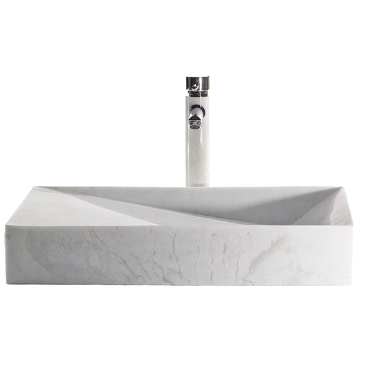 Eviva Slope 21 in. White Carrara Marble Vessel Sink - Luxe Bathroom Vanities Luxury Bathroom Fixtures Bathroom Furniture