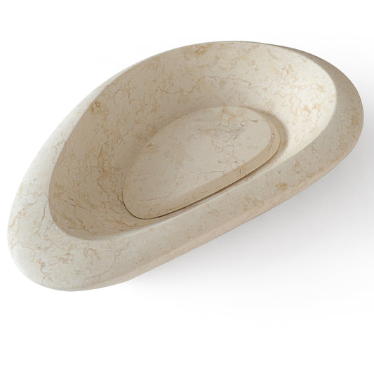 Eviva Pebble Stone 24 in. Beige Marble Vessel Sink - Luxe Bathroom Vanities Luxury Bathroom Fixtures Bathroom Furniture