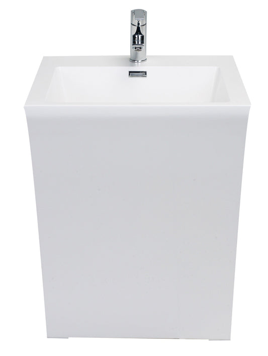 Eviva Numero 24" White Bathroom Vanity One Piece High Quality Acrylic Consule/Pedestal - Luxe Bathroom Vanities Luxury Bathroom Fixtures Bathroom Furniture