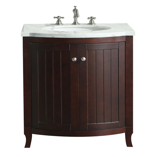Eviva Odessa Zinx+  30" Bathroom Vanity with White Carrera Marble Counter-top and Porcelain Sink - Luxe Bathroom Vanities Luxury Bathroom Fixtures Bathroom Furniture