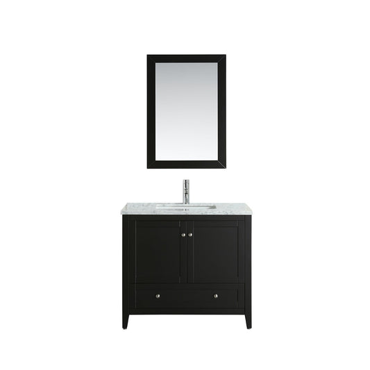 Eviva Lime 36" Bathroom Vanity Espresso with White Jazz Marble Carrera Top - Luxe Bathroom Vanities Luxury Bathroom Fixtures Bathroom Furniture