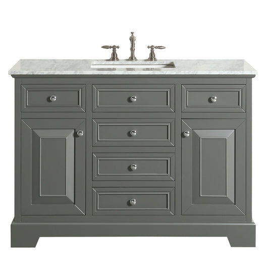 Eviva Monroe 42 in. Bathroom Vanity  with White Carrara Marble Top & White Undermount Porcelain Sink - Luxe Bathroom Vanities Luxury Bathroom Fixtures Bathroom Furniture
