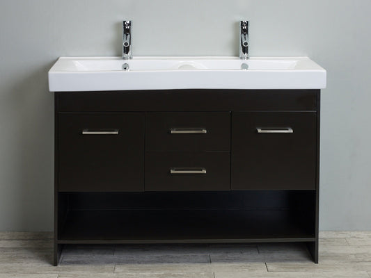 Totti Gloria 48 inch Double Sink Bathroom Vanity with White Integrated Double Porcelain Sink - Luxe Bathroom Vanities Luxury Bathroom Fixtures Bathroom Furniture