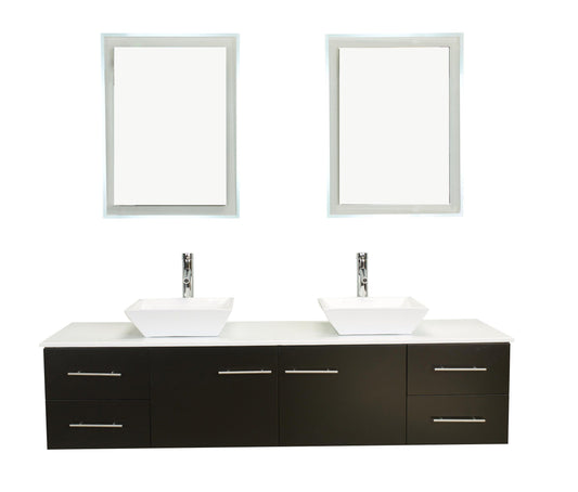 Totti Wave 72 inch Modern Double Sink Bathroom Vanity With Counter-Top And Double Sinks - Luxe Bathroom Vanities Luxury Bathroom Fixtures Bathroom Furniture