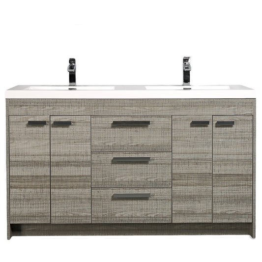 Eviva Lugano 60" Modern Bathroom Vanity with White Integrated Acrylic Double Sink - Luxe Bathroom Vanities Luxury Bathroom Fixtures Bathroom Furniture