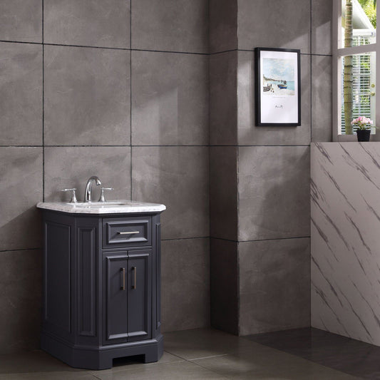 Eviva Glory 24" Bathroom Vanity with Carrara Marble Counter-top and Porcelain Sink - Luxe Bathroom Vanities Luxury Bathroom Fixtures Bathroom Furniture