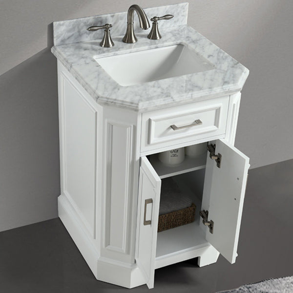 Eviva Glory 24" Bathroom Vanity with Carrara Marble Counter-top and Porcelain Sink - Luxe Bathroom Vanities Luxury Bathroom Fixtures Bathroom Furniture