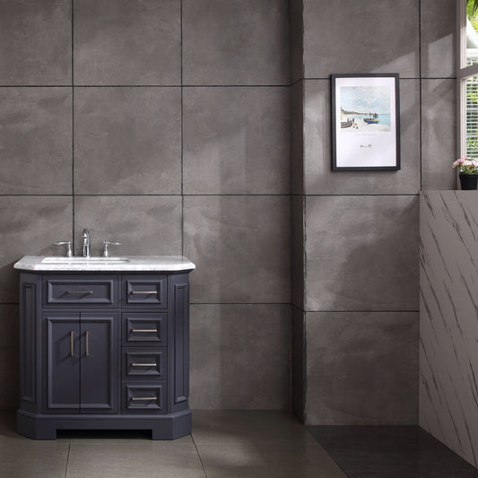 Eviva Glory 42" Bathroom Vanity with Carrara Marble Counter-top and Porcelain Sink - Luxe Bathroom Vanities Luxury Bathroom Fixtures Bathroom Furniture