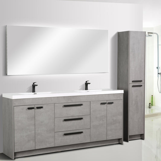 Eviva Lugano 84" Oak Modern Bathroom Vanity with White Integrated Acrylic Double Sink - Luxe Bathroom Vanities Luxury Bathroom Fixtures Bathroom Furniture