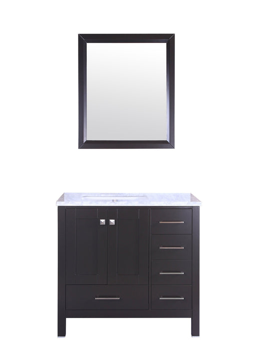 Eviva Aberdeen 36" Transitional Bathroom Vanity with White Carrera Countertop - Luxe Bathroom Vanities Luxury Bathroom Fixtures Bathroom Furniture
