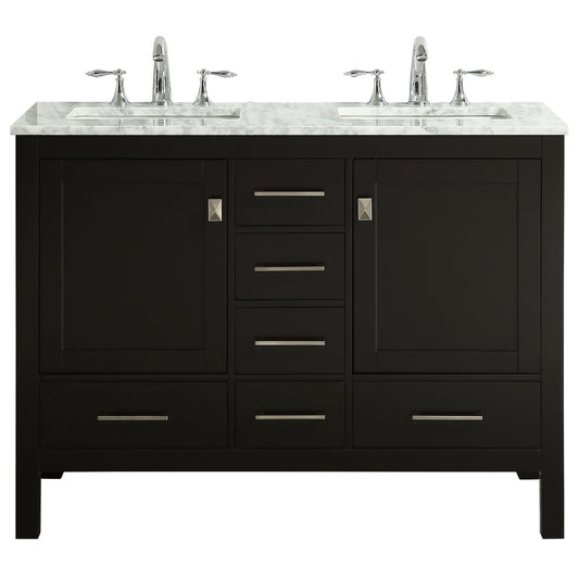 Eviva Aberdeen 48" Transitional Bathroom Vanity with White Carrara Countertop and double Sinks - Luxe Bathroom Vanities Luxury Bathroom Fixtures Bathroom Furniture