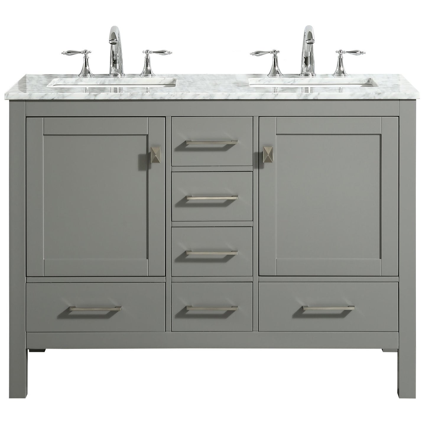 Eviva Aberdeen 48" Transitional Bathroom Vanity with White Carrara Countertop and double Sinks - Luxe Bathroom Vanities Luxury Bathroom Fixtures Bathroom Furniture