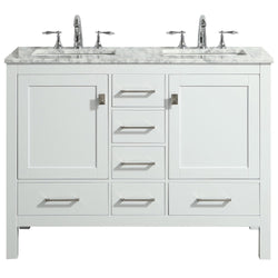 Eviva Aberdeen 48" Transitional Bathroom Vanity with White Carrara Countertop and double Sinks - Luxe Bathroom Vanities Luxury Bathroom Fixtures Bathroom Furniture