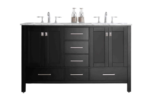 Eviva Aberdeen 60" Transitional Bathroom Vanity with White Carrera Countertop - Luxe Bathroom Vanities Luxury Bathroom Fixtures Bathroom Furniture