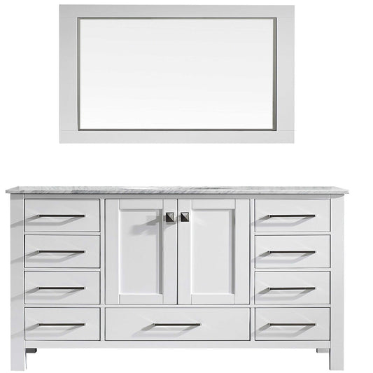 Eviva Aberdeen 60" Transitional Single Bathroom Vanity with White Carrera Countertop - Luxe Bathroom Vanities Luxury Bathroom Fixtures Bathroom Furniture