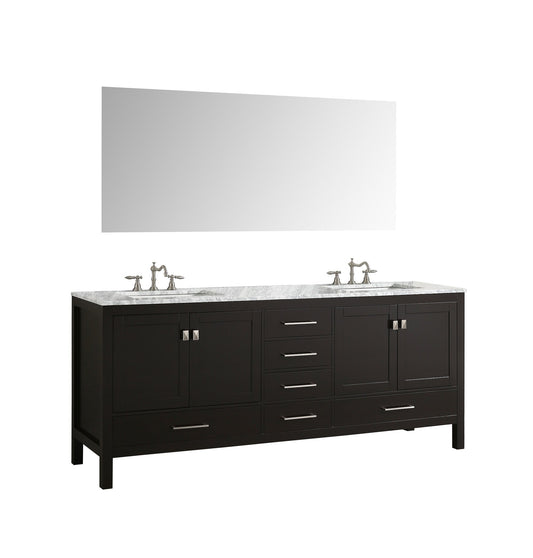 Eviva Aberdeen 72"  Transitional Bathroom Vanity with White Carrera Countertop - Luxe Bathroom Vanities Luxury Bathroom Fixtures Bathroom Furniture