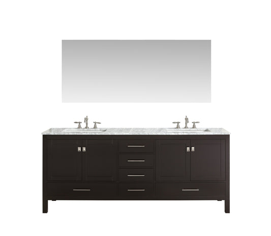 Eviva Aberdeen 84? Transitional Bathroom Vanity with White Carrera Countertop - Luxe Bathroom Vanities Luxury Bathroom Fixtures Bathroom Furniture