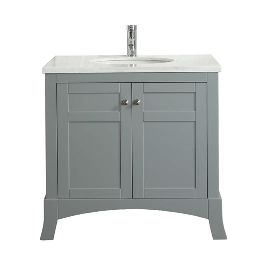 Eviva New York 30" Bathroom Vanity, with White Marble Carrera Counter-top, & Sink - Luxe Bathroom Vanities Luxury Bathroom Fixtures Bathroom Furniture