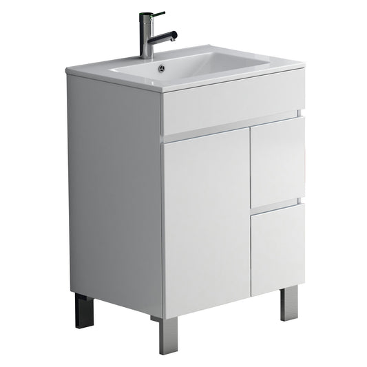 Eviva Link 24" White Modern Bathroom Vanity with White Integrated Porcelain sink - Luxe Bathroom Vanities Luxury Bathroom Fixtures Bathroom Furniture