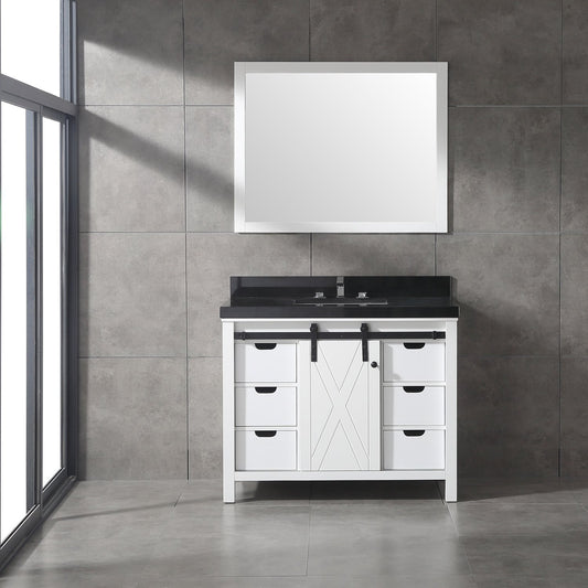 Eviva Dallas 42 in. White Bathroom Vanity with Absolute Black Granite Countertop - Luxe Bathroom Vanities Luxury Bathroom Fixtures Bathroom Furniture
