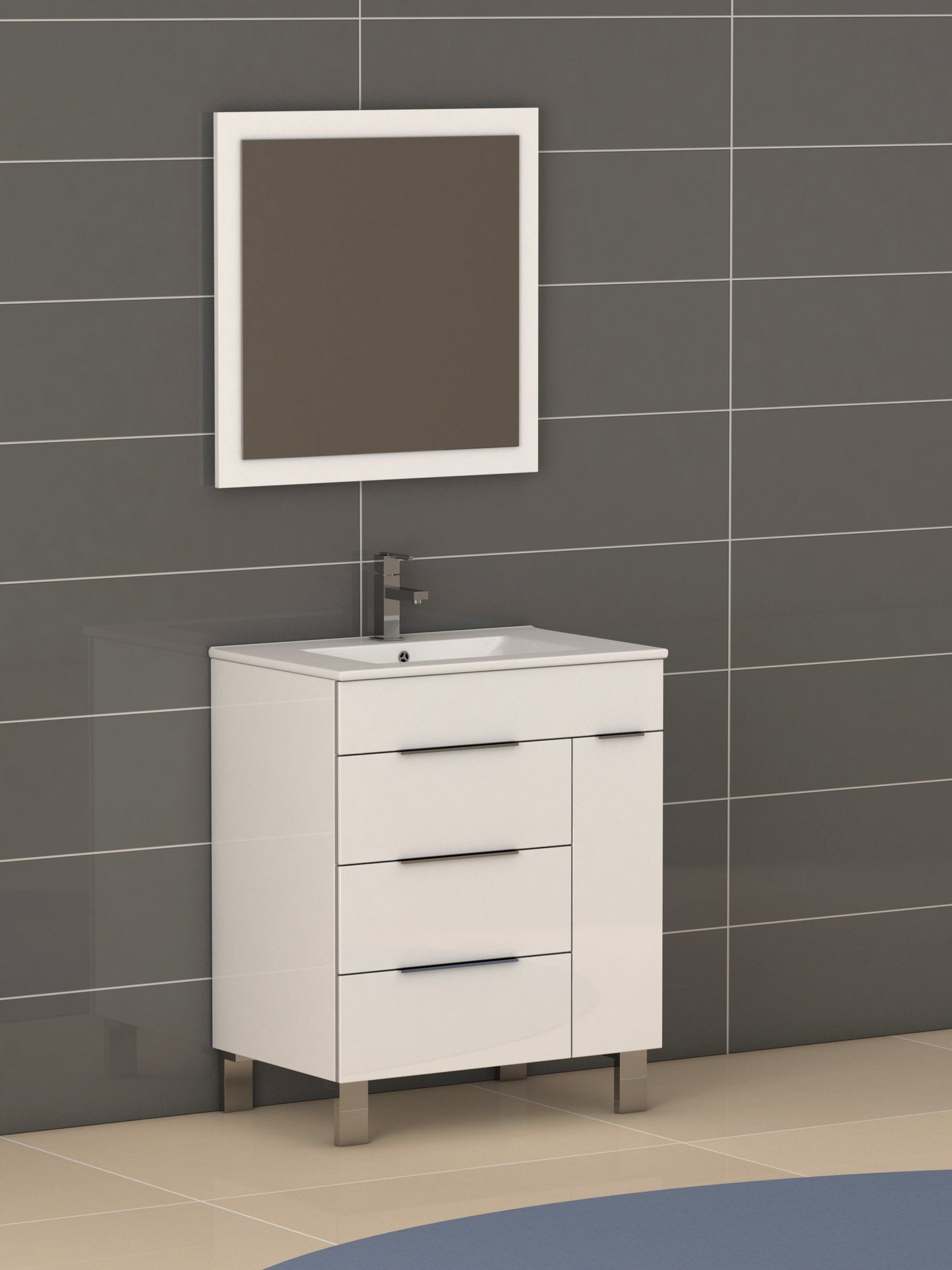 Eviva Geminis 28" Modern Bathroom Vanity with White Integrated Porcelain Sink - Luxe Bathroom Vanities Luxury Bathroom Fixtures Bathroom Furniture