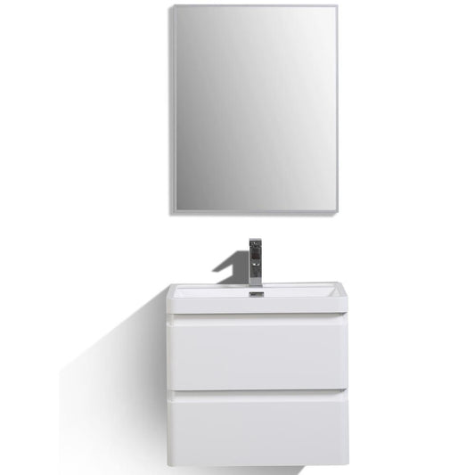 Eviva Glazzy 24" Wall Mount Modern Bathroom Vanity (High Glossy White) - Luxe Bathroom Vanities Luxury Bathroom Fixtures Bathroom Furniture