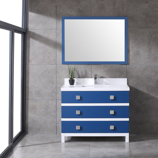Eviva Sydney 42 Inch Bathroom Vanity with Solid Quartz Counter-top - Luxe Bathroom Vanities Luxury Bathroom Fixtures Bathroom Furniture