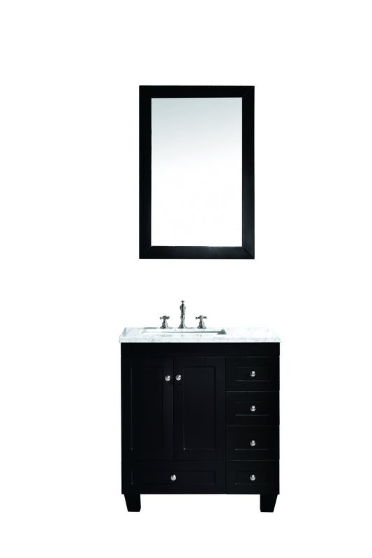 Eviva Acclaim C. 30" Transitional Espresso Bathroom Vanity with white carrera marble counter-top - Luxe Bathroom Vanities Luxury Bathroom Fixtures Bathroom Furniture