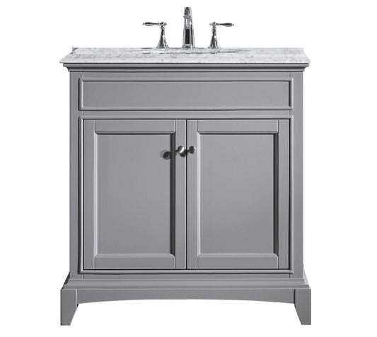 Eviva Elite Stamford 30" Solid Wood Bathroom Vanity Set with Double OG White Carrera Marble Top & White Undermount Porcelain Sink - Luxe Bathroom Vanities Luxury Bathroom Fixtures Bathroom Furniture