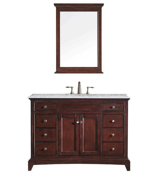 Eviva Elite Stamford 48" Brown Solid Wood Bathroom Vanity Set with Double OG Crema Marfil Marble Top & White Undermount Porcelain Sink - Luxe Bathroom Vanities Luxury Bathroom Fixtures Bathroom Furniture