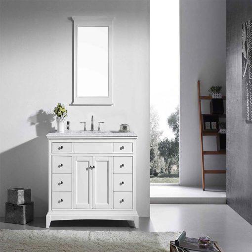 Eviva Elite Princeton 48" Solid Wood Bathroom Vanity Set with Double OG White Carrera Marble Top - Luxe Bathroom Vanities Luxury Bathroom Fixtures Bathroom Furniture