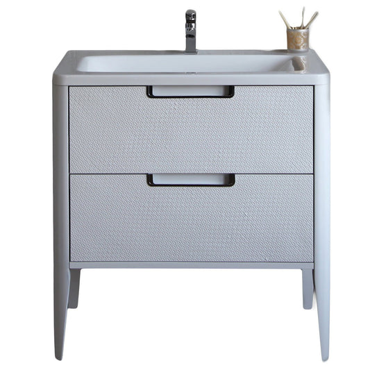 Eviva Jasmine 32 in. Bathroom vanity in White and White Integrated Acrylic Countertop - Luxe Bathroom Vanities Luxury Bathroom Fixtures Bathroom Furniture