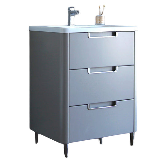 Eviva Marbella 26 in. Bathroom Vanity in Fossil Gray and White Integrated Acrylic Countertop - Luxe Bathroom Vanities Luxury Bathroom Fixtures Bathroom Furniture