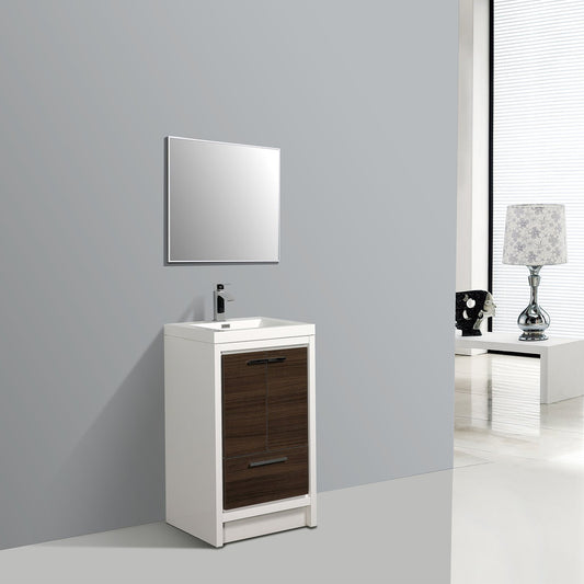 Eviva Grace 24 in. Gray Oak and White Bathroom Vanity with White Integrated Acrylic Countertop - Luxe Bathroom Vanities Luxury Bathroom Fixtures Bathroom Furniture