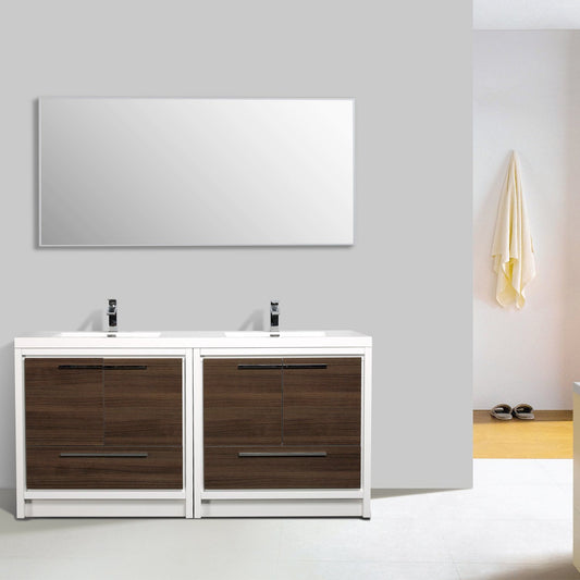 Eviva Grace 72 in Bathroom Vanity with Double White Integrated Acrylic Countertop - Luxe Bathroom Vanities Luxury Bathroom Fixtures Bathroom Furniture