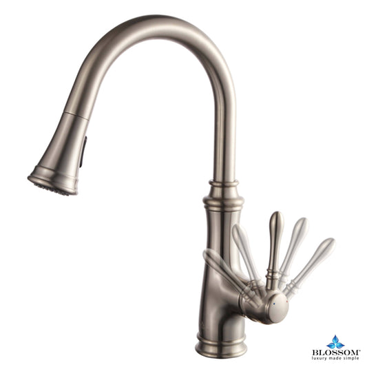 Blossom Single Handle Pull Down Kitchen Faucet - Brush Nickel F0120402 - Luxe Bathroom Vanities Luxury Bathroom Fixtures Bathroom Furniture