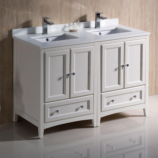 Fresca Oxford 48"  Traditional Double Sink Bathroom Cabinets w/ Top & Sinks - Luxe Bathroom Vanities